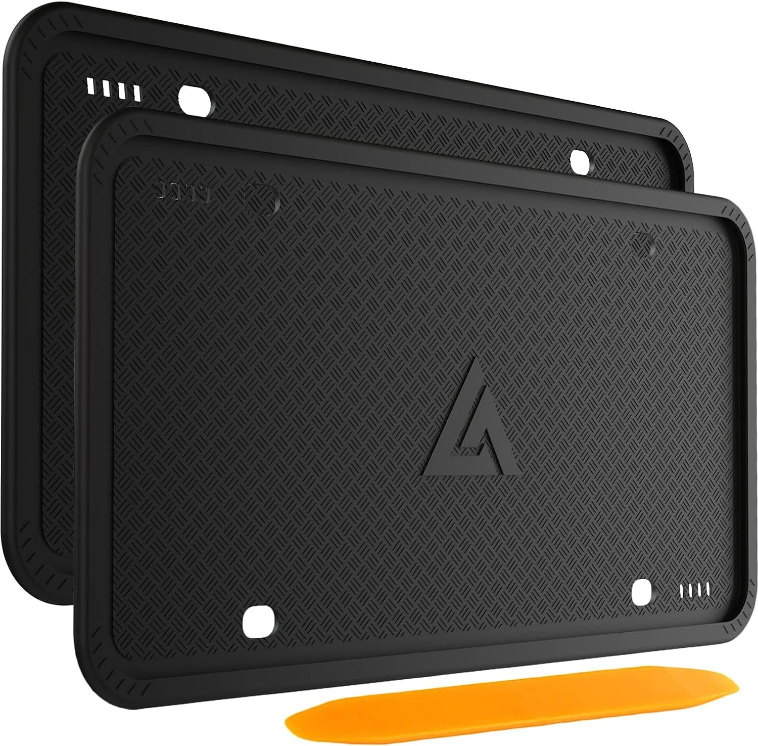 Aujen 2-Pack Black Silicone License Plate Frames - Rustproof & Weatherproof for US Cars