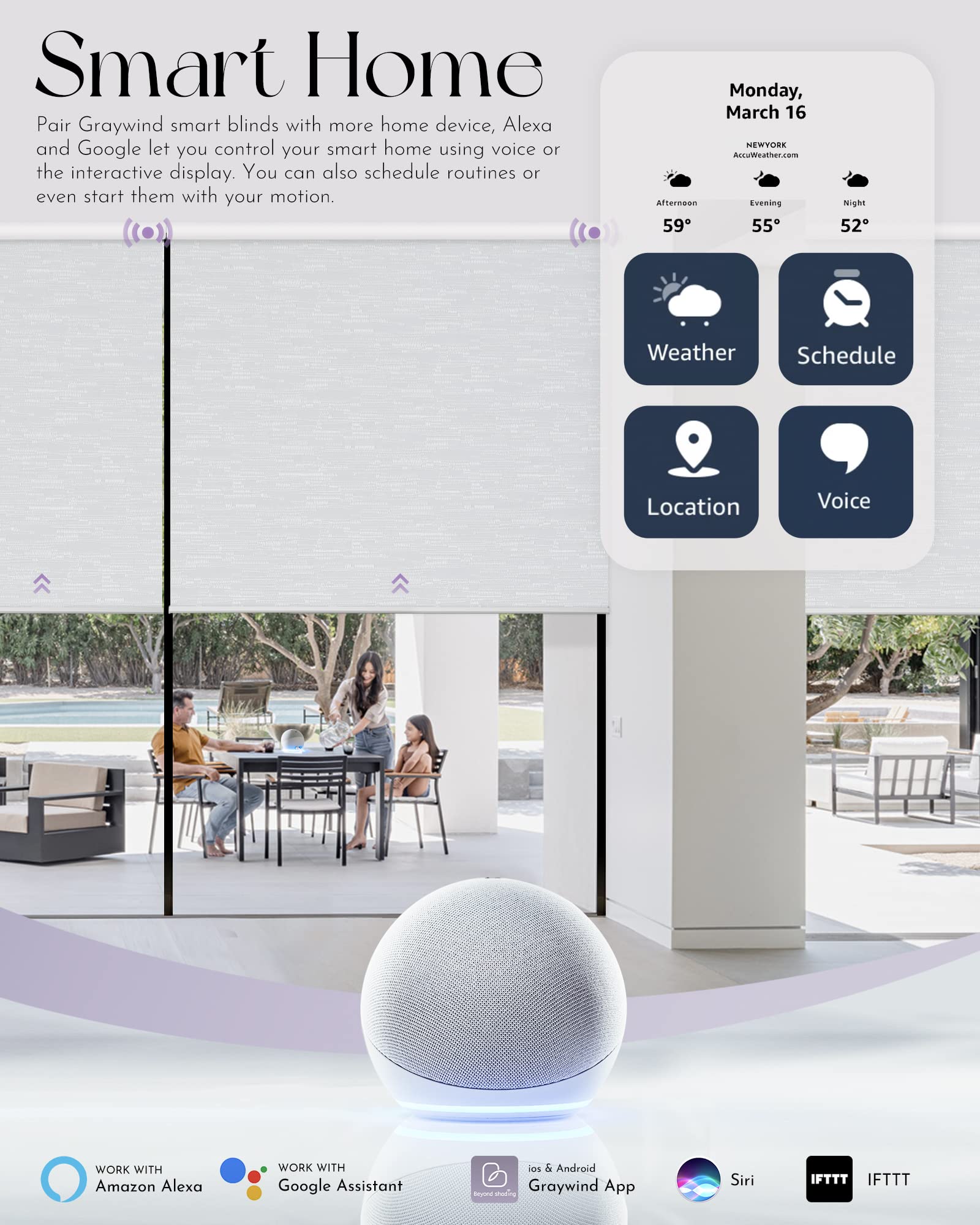 Graywind Motorized Smart Roller Shades - 100% Blackout, Alexa & Google Home Compatible, WiFi & Hardwired Remote Control, Custom Size Window Blinds with Valance (B-Linen Beige) - Perfect for Bedrooms, Home Theaters & Light-Sensitive Spaces
