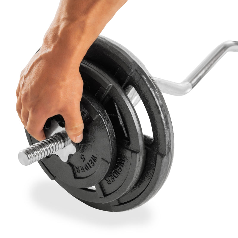 Weider EZ Spin Lock Curl Bar - Premium Olympic Weight Bar for Bicep & Tricep Workouts - Home Gym & Strength Training Equipment