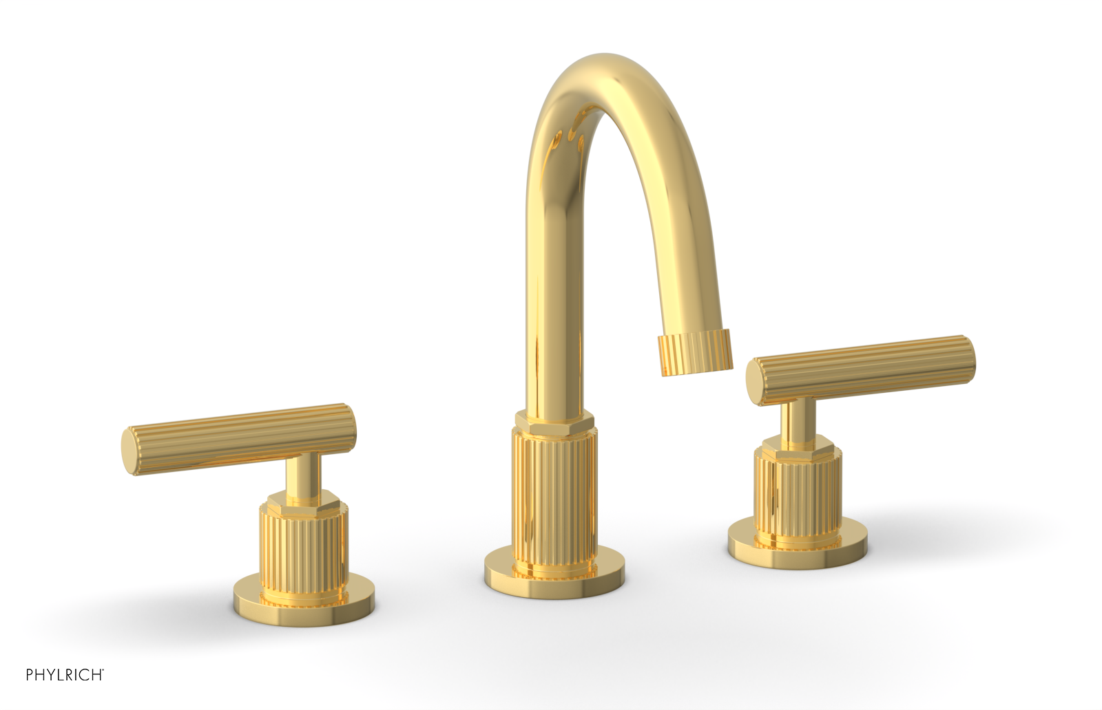 DUSTRIE Widespread Bathroom Faucet with Lever Handle - Grooved Design 370 02 for Modern Vanity Sinks and Powder Rooms