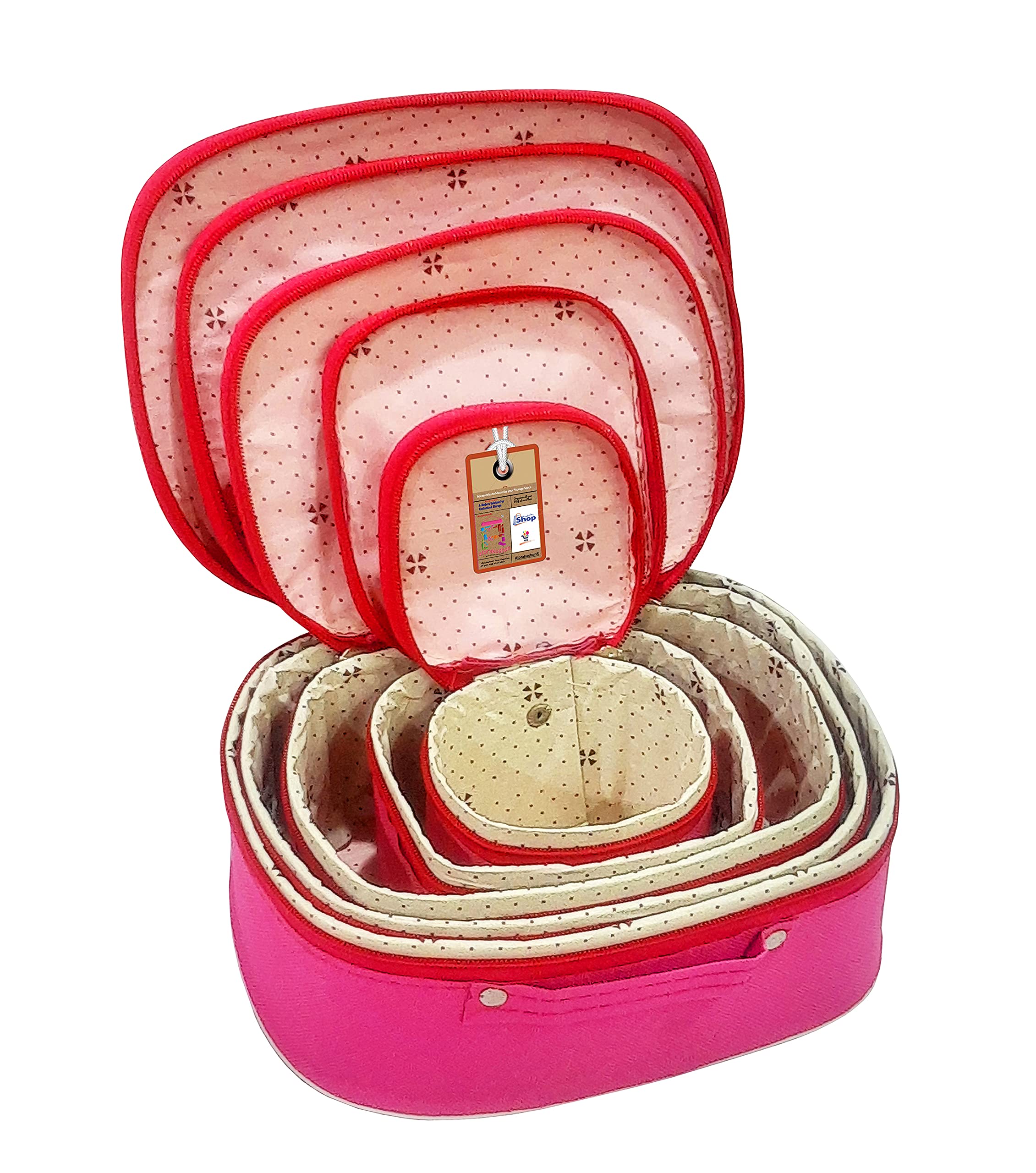 Pink 18cm Nylon Makeup Storage Box - Cosmetic Vanity Organizer, Travel Toiletry Bag & Jewelry Pouch for Women | Perfect for Home, Travel & Gift Giving