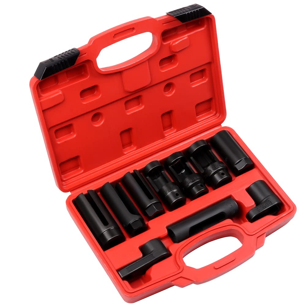 ECCPP 10-Piece Oxygen Sensor Socket Set - Universal Removal Tool Kit for Cars, Trucks & SUVs | Compatible with Most Modern Vehicles | Perfect for DIY Auto Repairs & Professional Mechanics