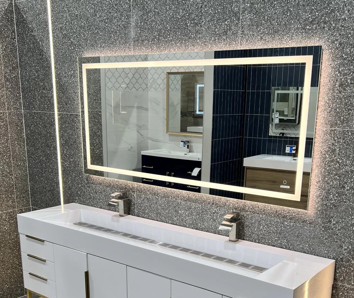 48 x 36 Inch LED Bathroom Vanity Mirror with Adjustable Lights - 3000K/4000K/6000K Color Temperature, Memory Function, Backlit & Frontlit Options, High CRI 90+, Anti-Fog Technology, Touch Control - Modern Accord Design for Horizontal or Vertical Installation - Perfect for Makeup, Shaving & Home Decor