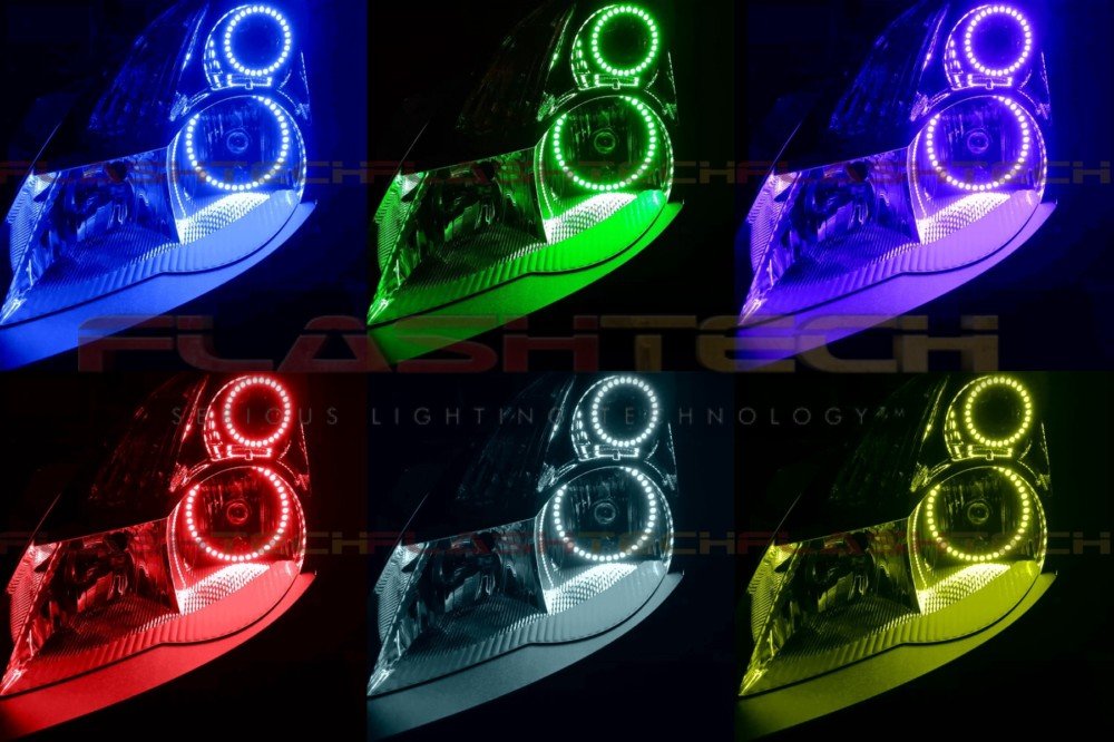 Flashtech LED RGB Multi-Color Halo Ring Headlight Kit with ColorFuse Technology - Bluetooth & RF Remote Control, Smartphone APP Compatible for 2007-2009 Nissan Altima | Custom Car Lighting for Night Driving & Car Shows