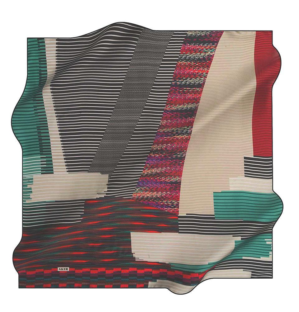 Aker Silk Cotton Patterned Square Scarf #7811 411 - Stylish Fashion Accessory for Women, Perfect for Office, Party & Travel Outfits