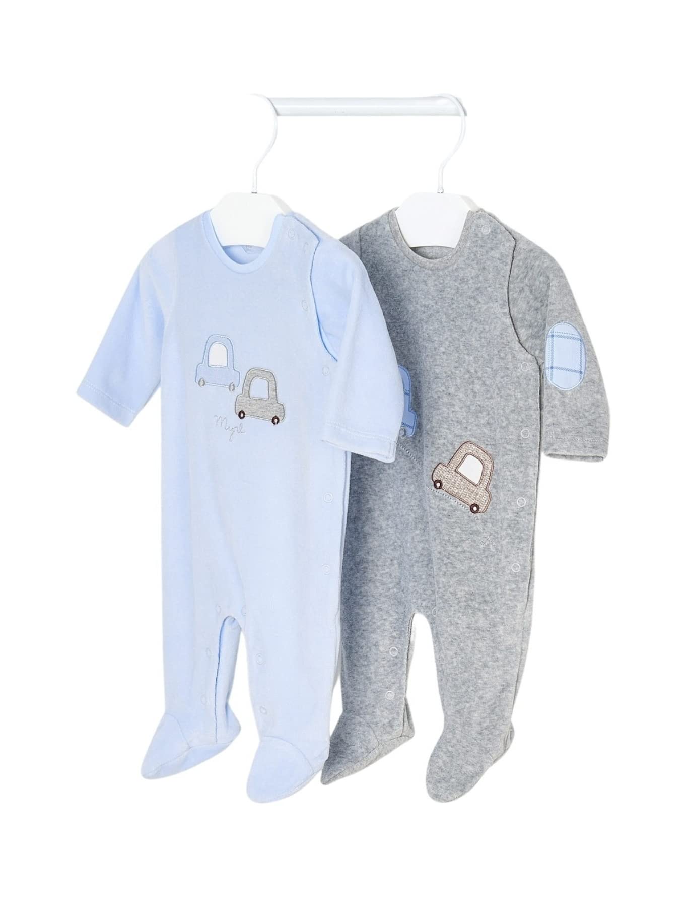Mayoral 2-Piece Velour Baby Boy Onesie Set - Soft & Cozy Sky Blue Pajamas for Newborns & Infants - Perfect for Sleepwear, Lounging & Photo Shoots