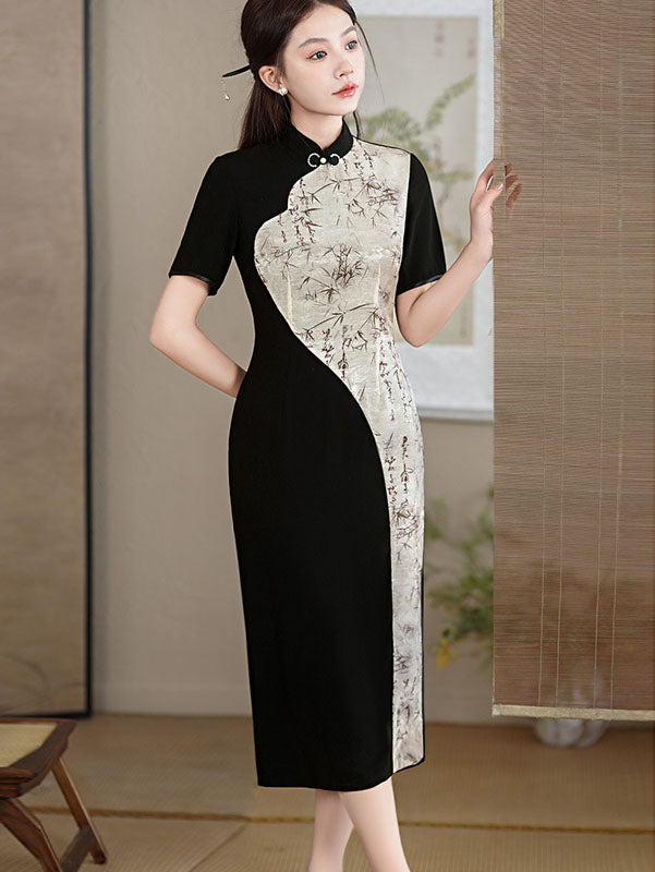 Vintage Floral Print Qipao Cheongsam Dress - Elegant Chinese Traditional Dress for Women | Perfect for Weddings, Parties & Cultural Events