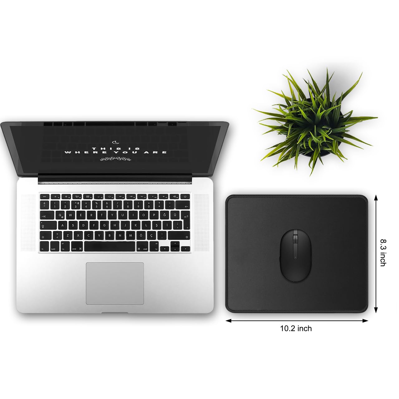 JIKIOU 3-Pack Non-Slip Mouse Pad Set with Stitched Edges - 10.2x8.3x0.12 Inch Black Washable Mouse Pads for Computer & Laptop - Perfect for Office, Gaming & Home Workspace Use