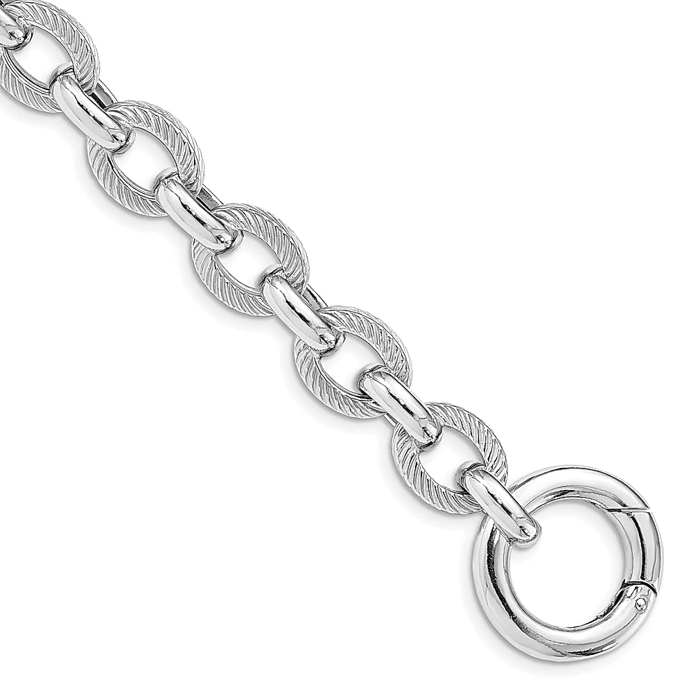 925 Sterling Silver Textured Link Bracelet for Women - 7.25 Inch Adjustable Fashion Jewelry | Elegant Gift for Her | Perfect for Date Night, Office Wear & Special Occasions
