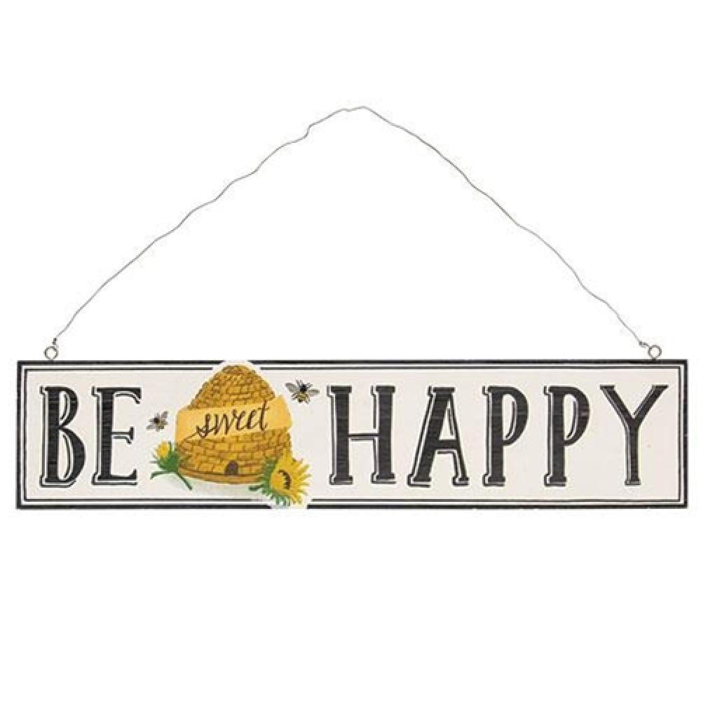 Be Happy Beehive Sign - Rustic Wooden Wall Decor for Home, Farmhouse & Kitchen - Perfect for Living Room, Bedroom & Country Style Decor