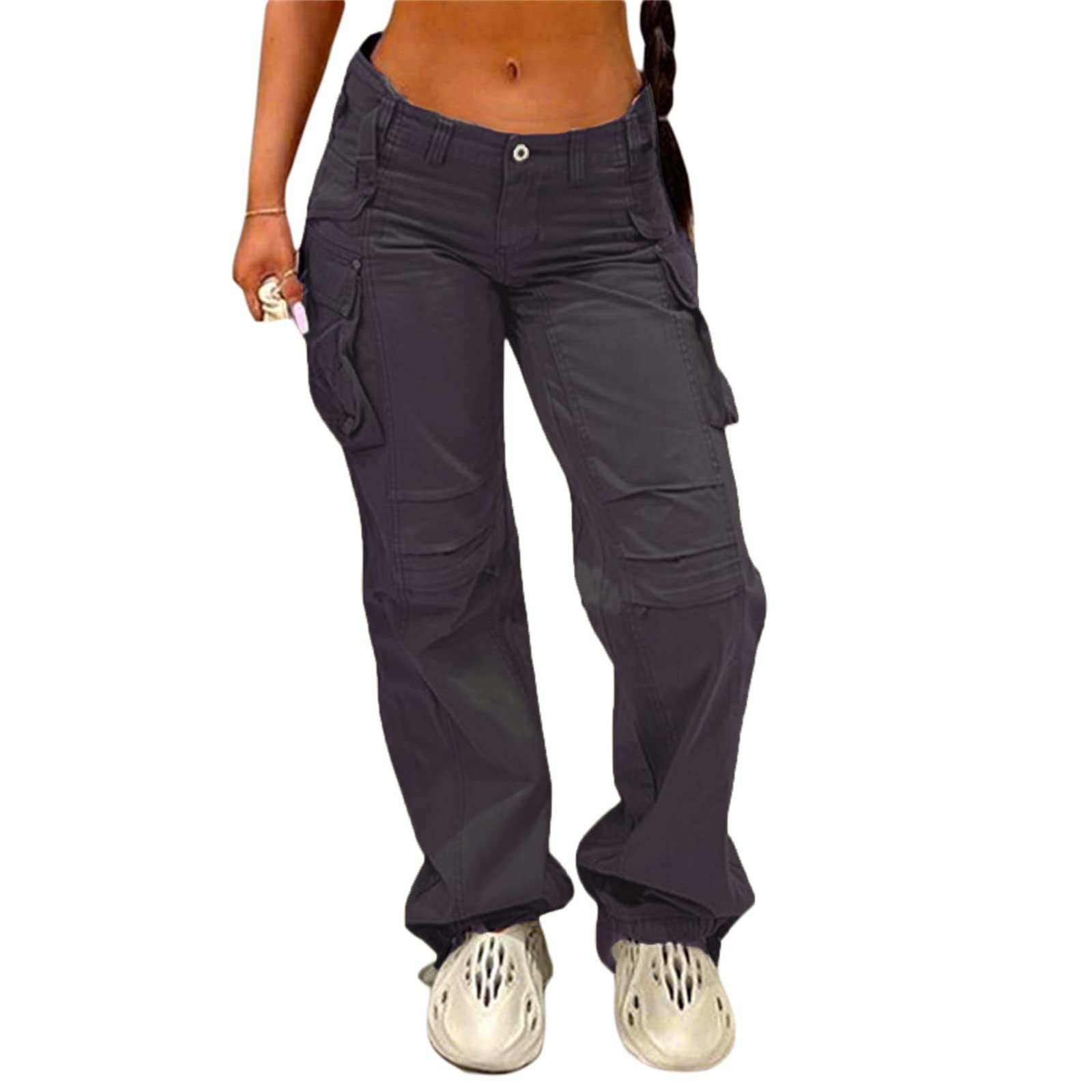 Faretumiya Women's Baggy Cargo Pants - Y2K Low Waist Wide Leg Loose Joggers | Hip Hop Streetwear Sweatpants for Casual Wear, Workout & Urban Fashion