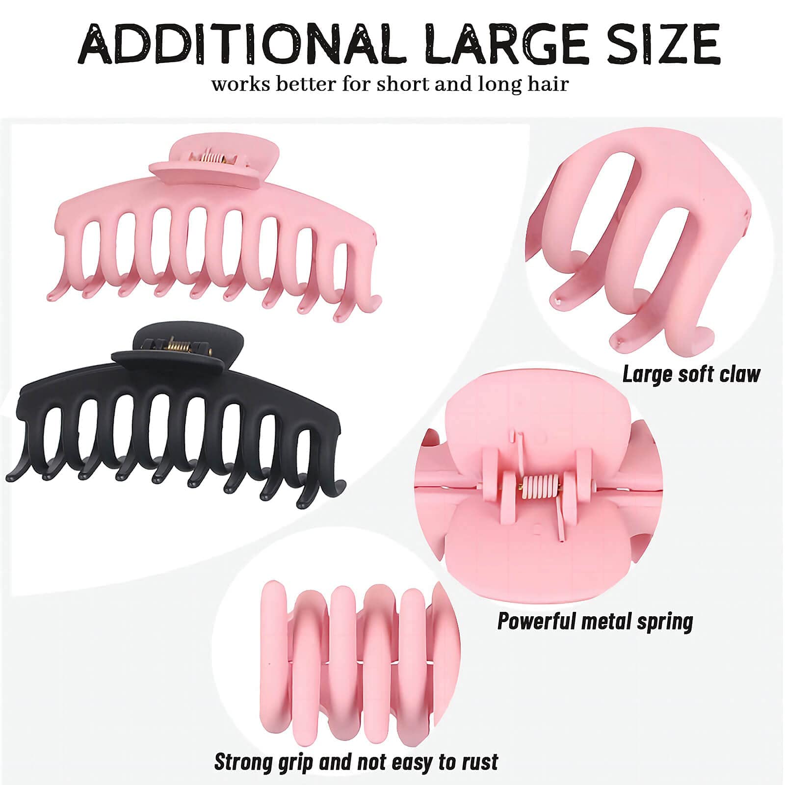 4.3 Inch Softwrap Large Hair Claw Clips for Women - Matte Neutral Hair Clips for Thick or Thin Hair - Strong Hold Jaw Clips Hair Accessories - Pack of 2 (Perfect for Work, Gym, or Everyday Styling)