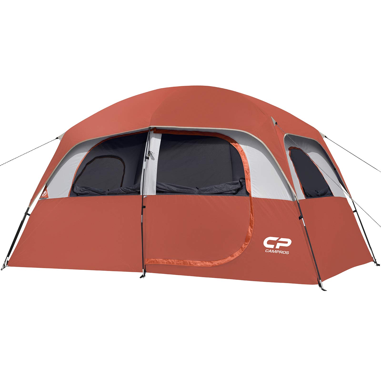 CAMPROS CP 6-Person Camping Tent - Waterproof & Windproof Family Tent with Rainfly, 4 Large Mesh Windows - Double Layer Easy Setup Portable Tent with Carry Bag - Perfect for Family Camping, Hiking & Outdoor Adventures