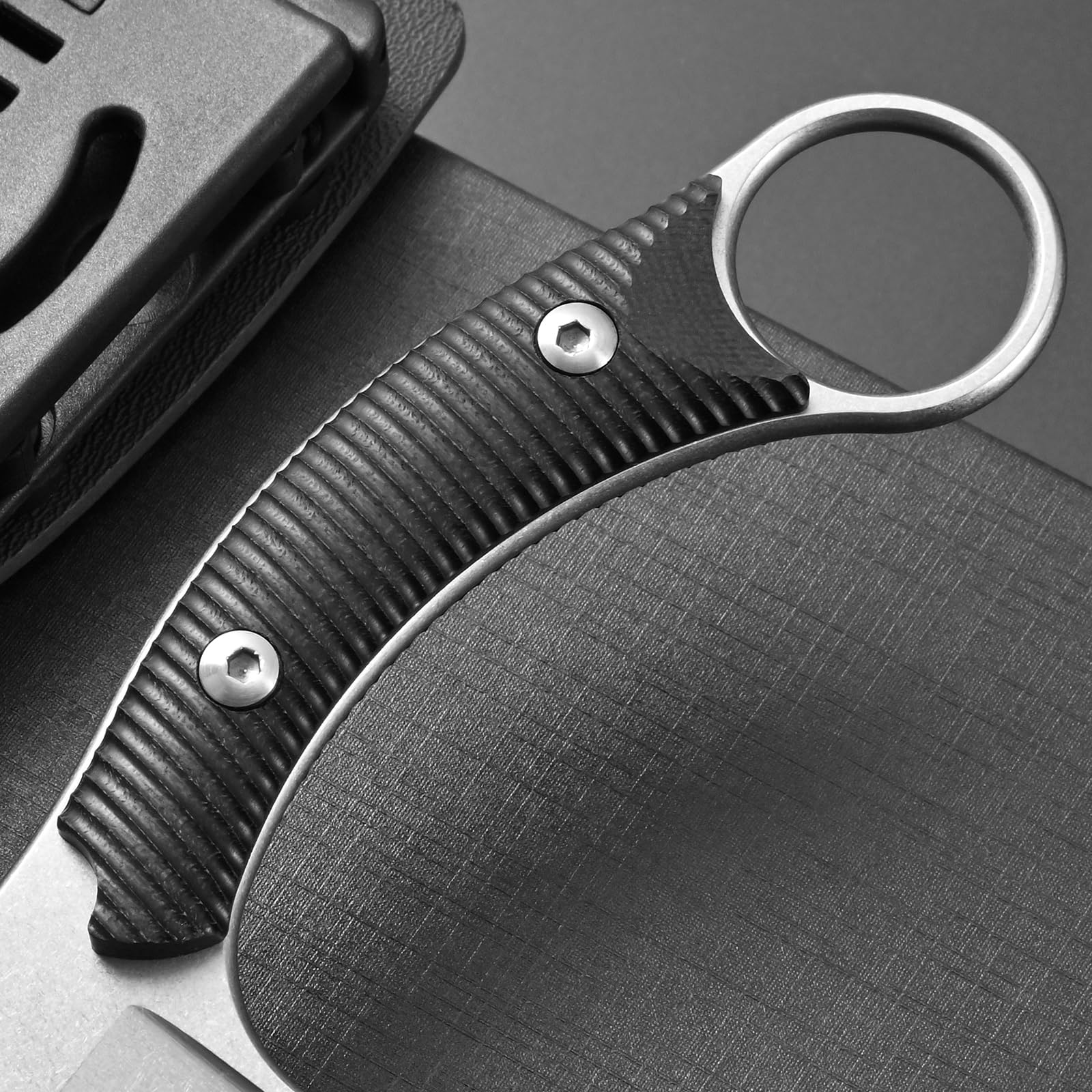 Ccanku C1490 8-Inch Fixed Blade Knife - D2 Steel Claw Knife with G10 Handle - Survival & Bushcraft Outdoor EDC Knife - Includes K-Sheath (Silver) - Perfect for Camping, Hunting, and Tactical Use