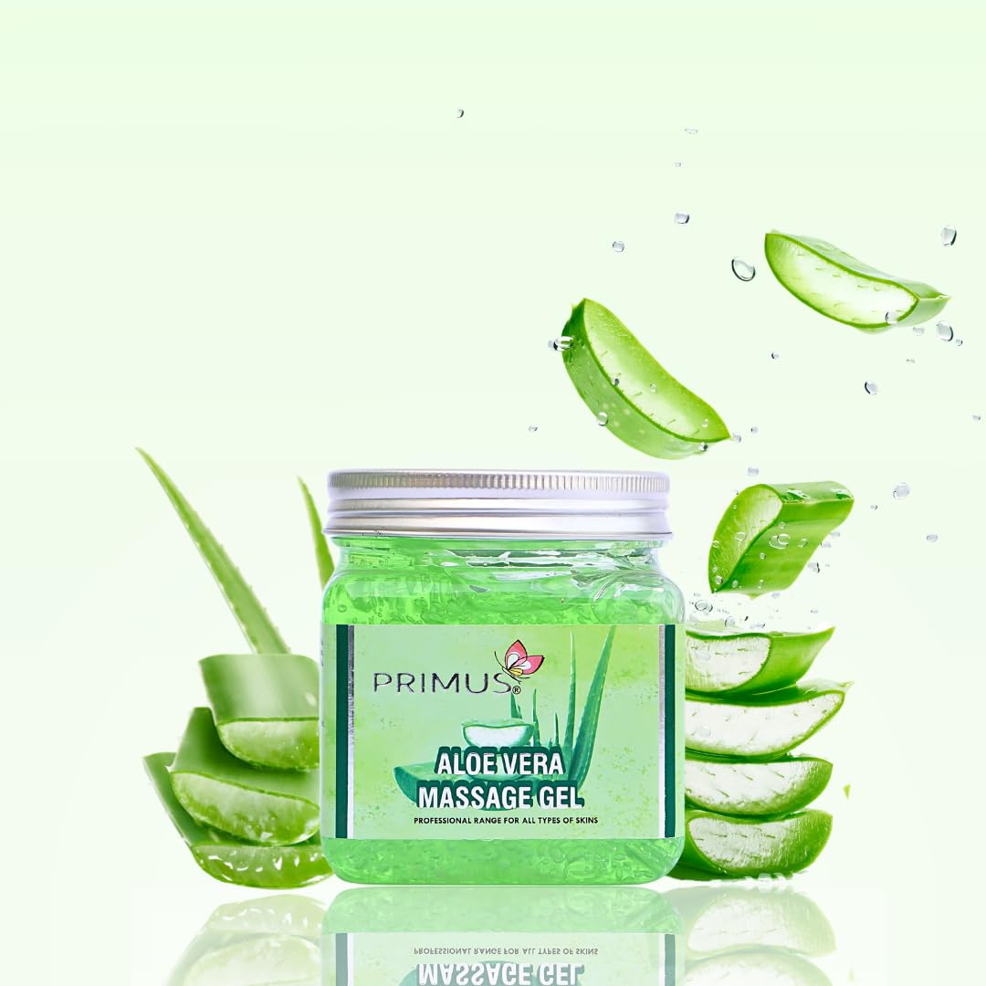 Primus Aloe Vera Face Massage Gel for All Skin Types - Repairs & Protects Skin - 400g - Perfect for Daily Hydration & Post-Sun Care