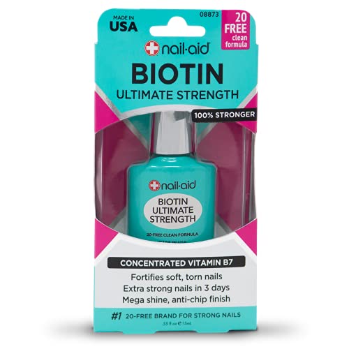 Nail-Aid Biotin Ultimate Strength Nail Treatment & Strengthener - Clear Formula for Weak & Brittle Nails - 0.55 Fl Oz (08873) - Perfect for Salon-Quality Nail Care at Home & Professional Use