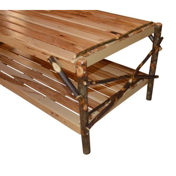 Solid Hickory Wood Coffee Table with Storage Shelf - Rustic Farmhouse Living Room Furniture for Home Decor & Entertainment Areas