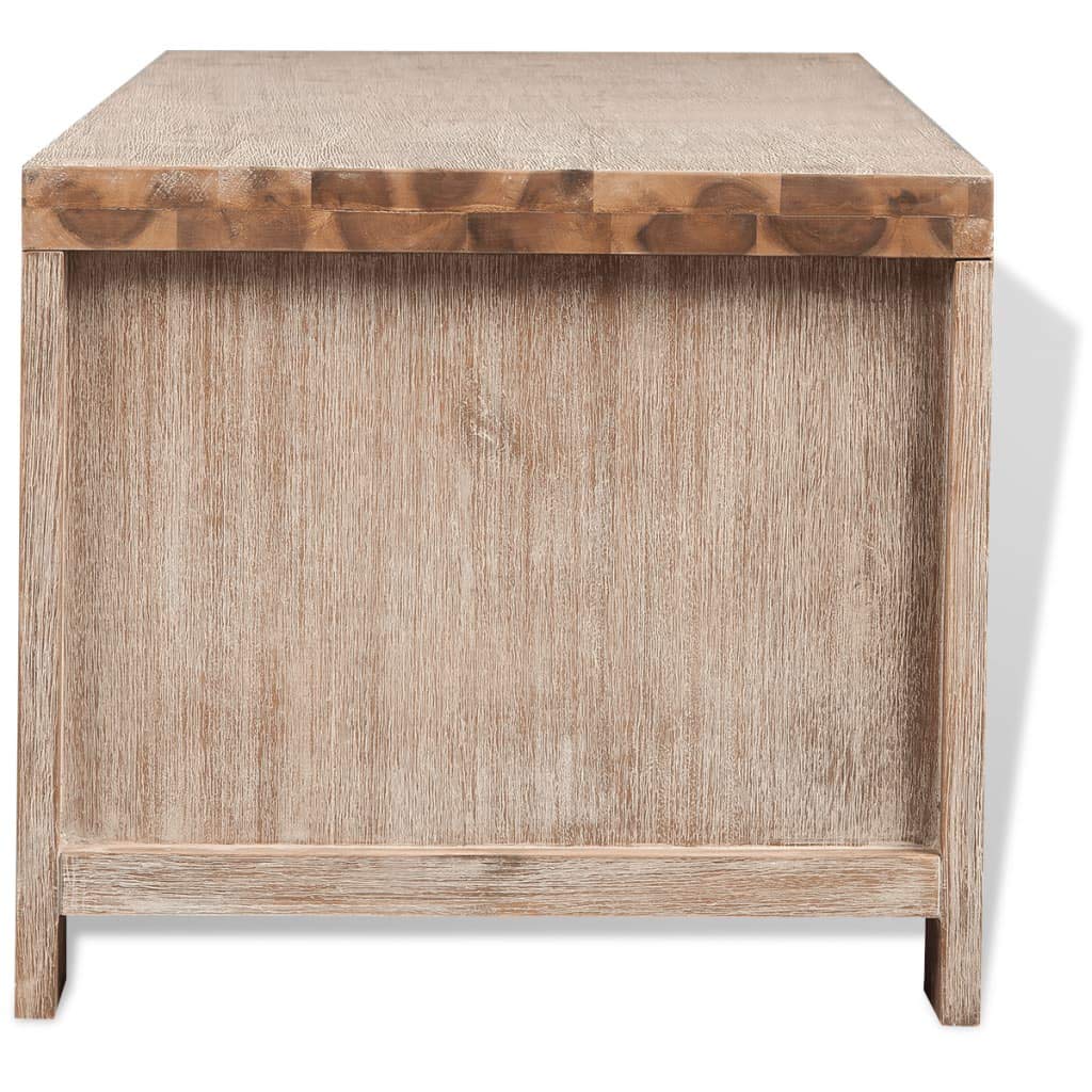 Rustic TV Stand 55 Inch, Solid Acacia Wood Entertainment Center with 2 Cable Outlets & Storage Doors – Perfect for Living Room, Bedroom, or Home Theater Setup