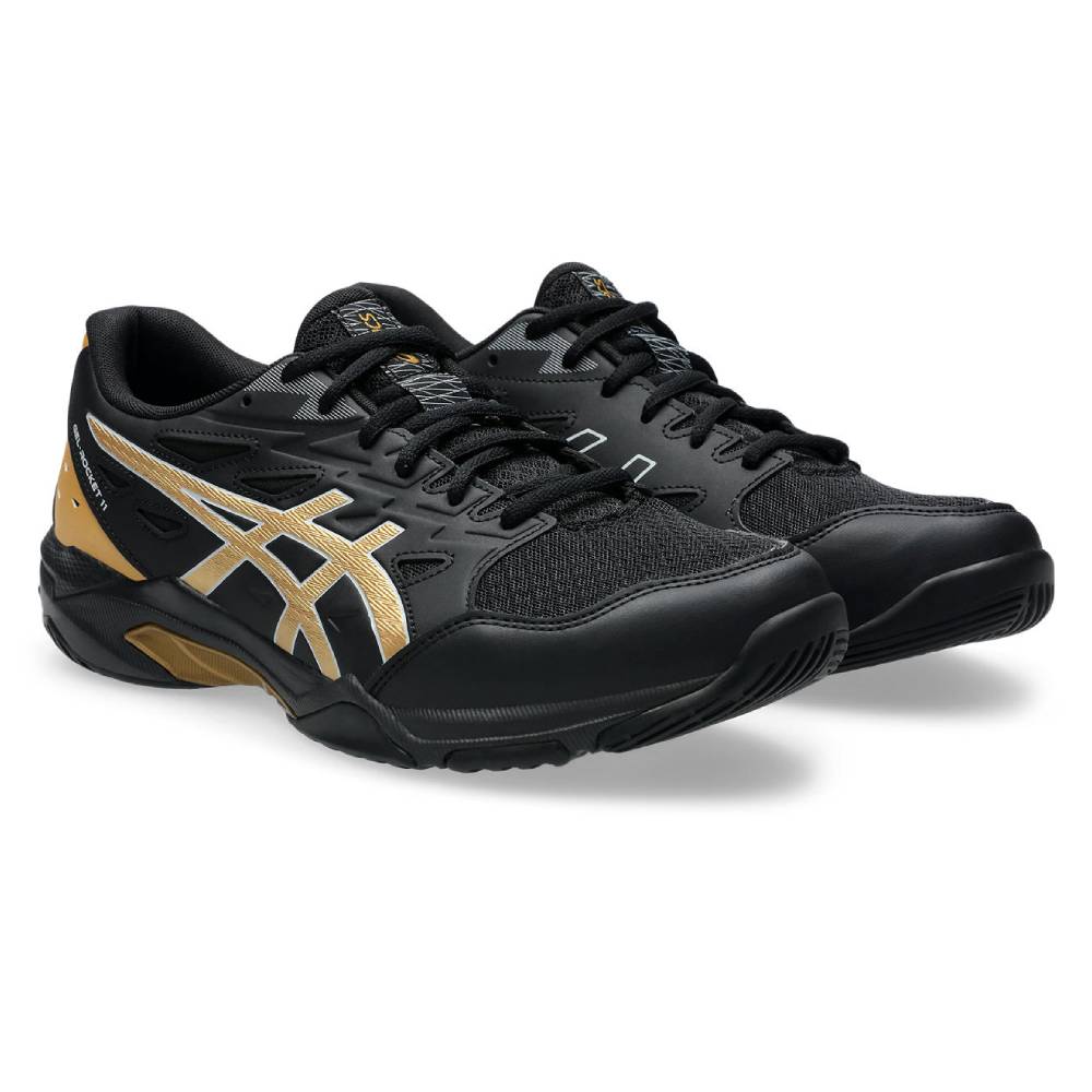 ASICS Gel Rocket 11 Wide Men's Volleyball Shoes - Indoor Court Shoes for Badminton, Squash & Tennis - Non-Marking Rubber Sole (Black/Piedmont Grey) - Perfect for Gym, Sports & Casual Wear