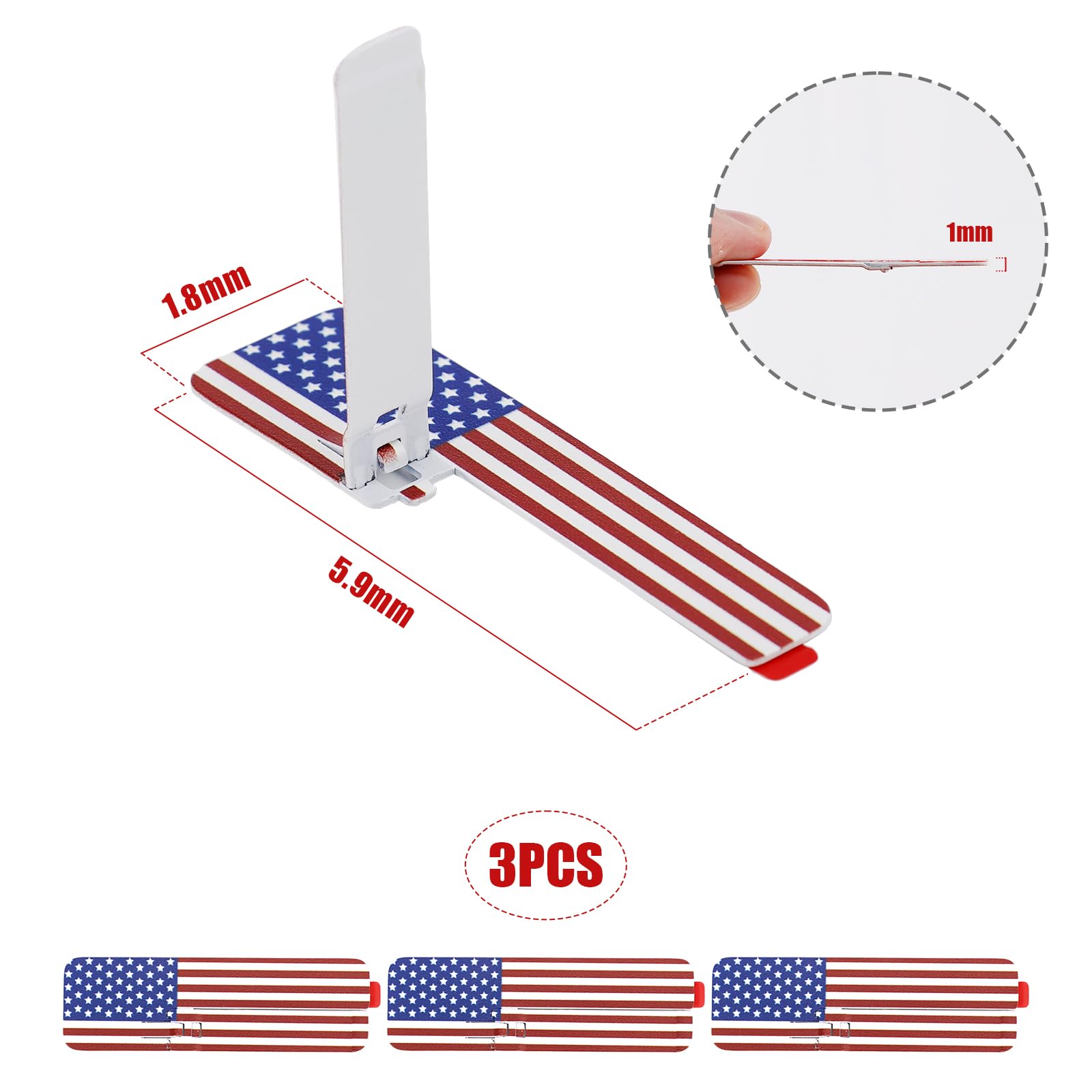 3-Pack American Flag Phone Kickstand - Thin Metal Phone Holder for iPhone & Android, Horizontal/Vertical Desk Stand - Perfect for Office, Travel & Watching Videos