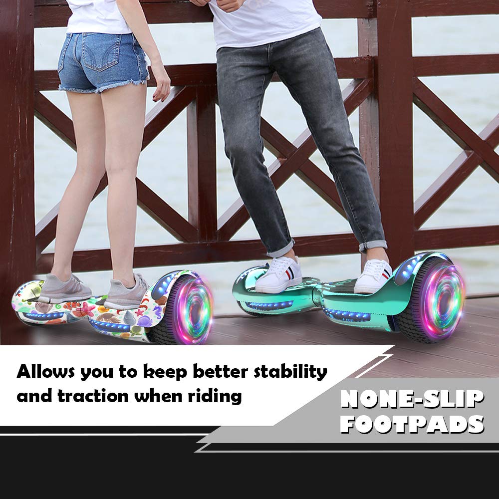 Certified HS2.01 Hoverboard with Bluetooth, LED Lights & Flash Wheels - Self Balancing Electric Scooter for Kids & Adults - Perfect for Commuting, Indoor Fun & Outdoor Adventures