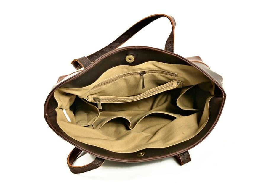 Premium Brown Leather Shoulder Tote Bag for Women - Stylish & Durable Handbag for Work, Travel & Everyday Use