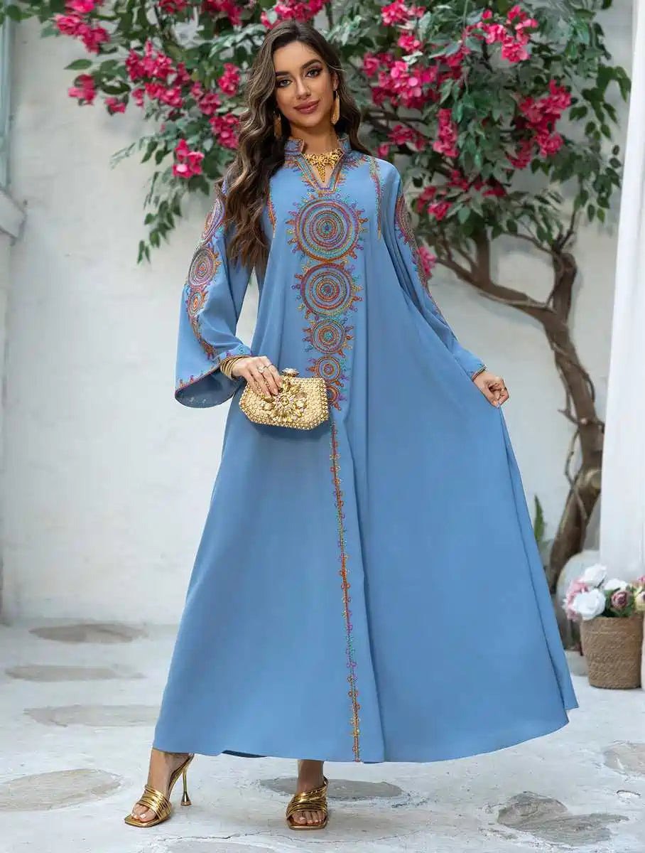 Elegant Eid Jalabiya Caftan Dress for Women - Traditional Embroidered Kaftan Gown - Perfect for Eid Celebrations, Weddings & Special Occasions