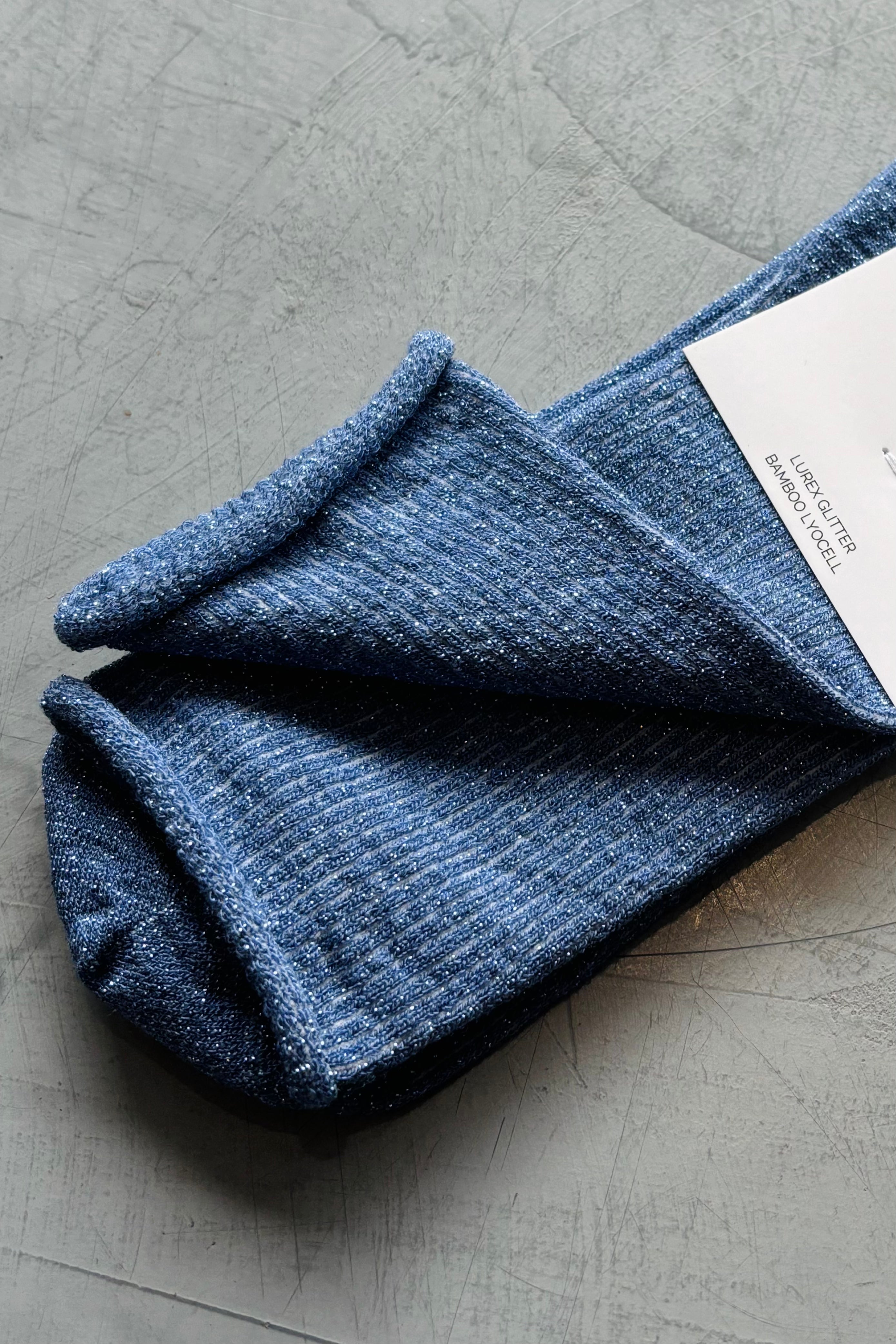 KLUE Glitter Lurex Socks for Women - Shiny Sparkly Dress Socks in Mineral Blue | Perfect for Parties, Holidays & Special Occasions
