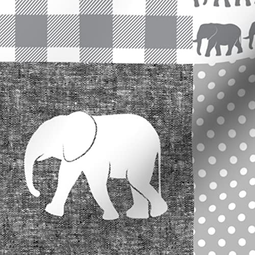 Elephant Print Minky Fabric by The Yard - Soft Plush Gray & White Cheater Quilt Top for Baby Blankets, Quilt Backing & Sewing Projects | Perfect for Nursery Decor, DIY Patchwork & Cozy Home Textiles