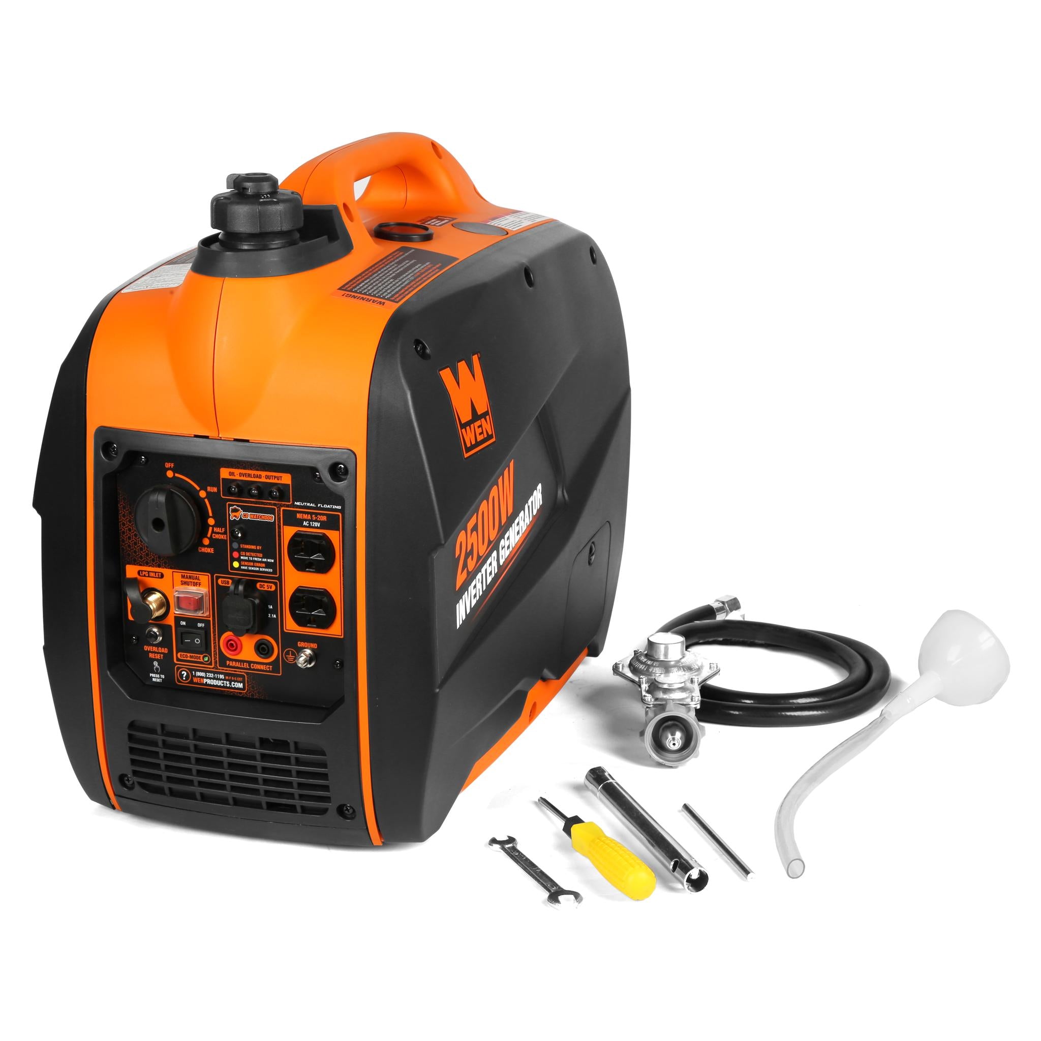 WEN DF250iX 2500W Super Quiet Portable Dual Fuel Inverter Generator with CO Sensor & Fuel Shut Off - Perfect for Camping, RV Trips & Emergency Power Backup