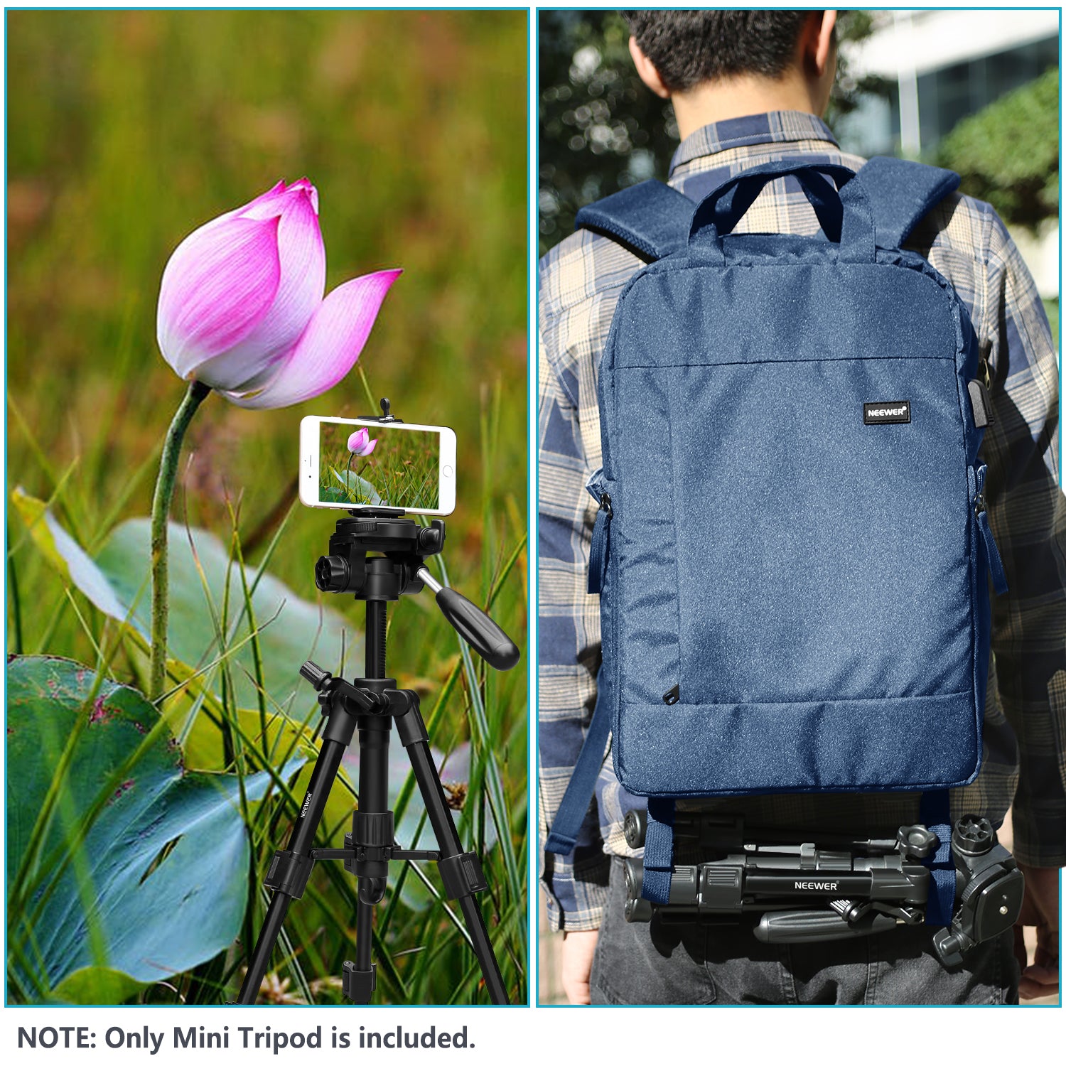 NEEWER T210 24-Inch Lightweight Aluminum Alloy Desktop Tripod Stand - Compact & Portable Mini Tripod for DSLR Cameras, Smartphones, Webcams (Perfect for Vlogging, Live Streaming, Office & Travel Use)