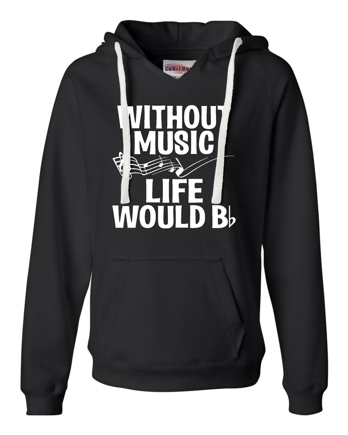Women's Funny Music Lovers Hoodie - 'Without Music Life Would B Flat' Graphic Sweatshirt | Soft & Comfortable Pullover for Concerts, Gifts & Casual Wear