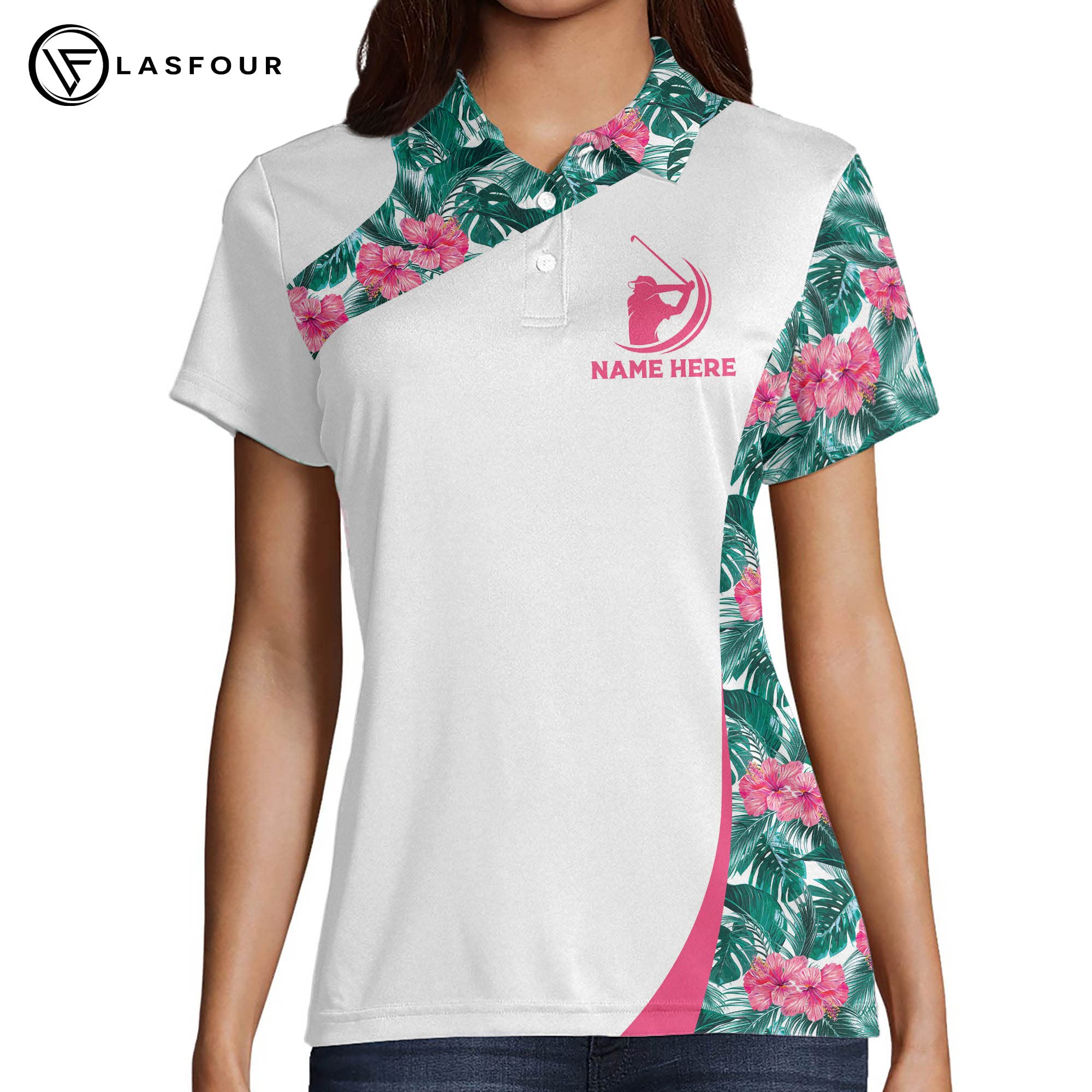 LASFUN Custom Women's Golf Shirts Short Sleeve - 3D Printed Funny Golf Outfits for Ladies - Moisture Wicking Performance Polo for Golfing, Practice & Casual Wear
