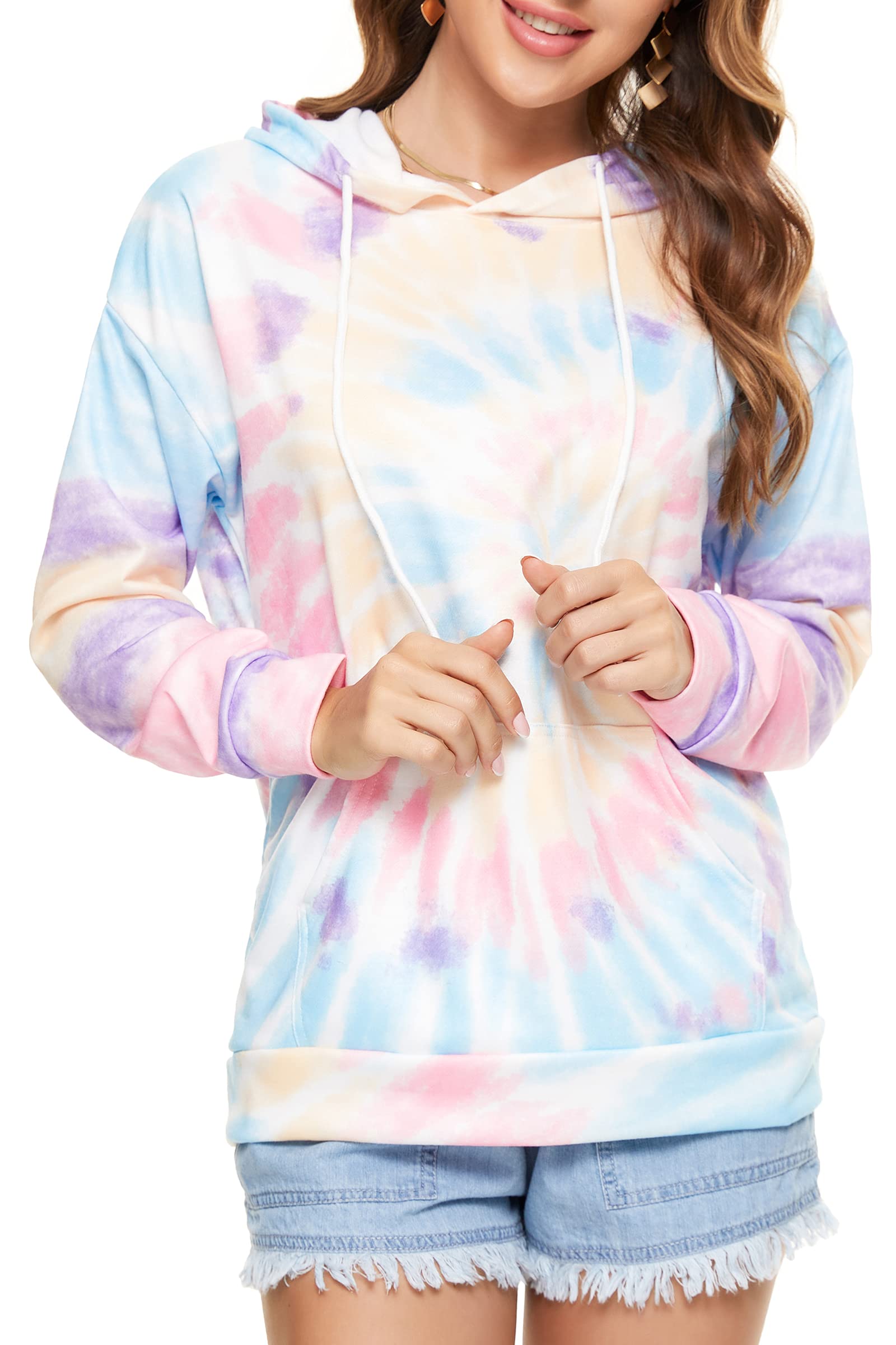 YOCUR Women's Tie Dye Hoodie - Lightweight Casual Long Sleeve Sweatshirt for Spring & Fall | Perfect for Outdoor Activities, Lounge Wear & Street Fashion
