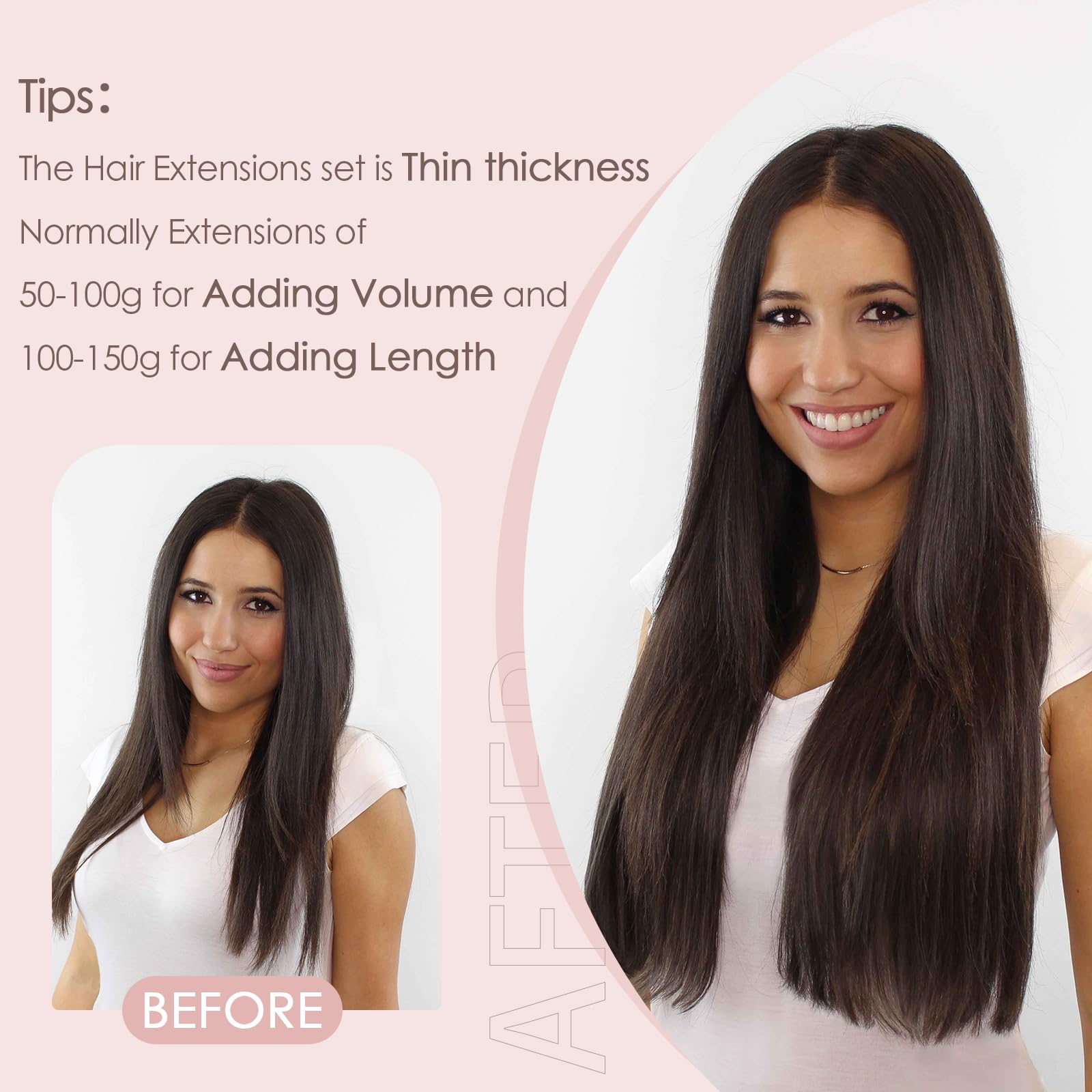 10 Inch Real Human Hair Clip in Hair Extensions - 100% Remy Straight Grey Hair - 8 PCS 50g Thin Weft for Natural Look | Perfect for Daily Wear, Parties & Special Occasions