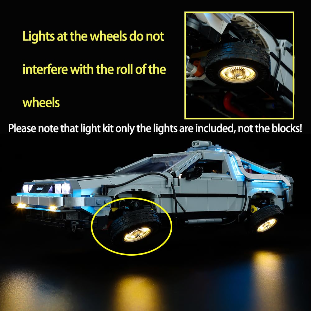 Kyglaring LED Lighting Kit for Lego Creator Expert Back to The Future Time Machine 10300 Model Building Kit – Standard RC Sound Version (Compatible with Lego Sets, Perfect for Display & Nighttime Play)