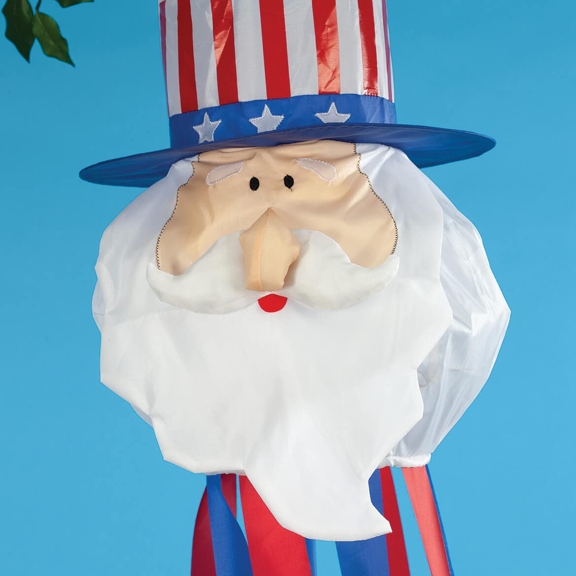 Uncle Sam Windsock - Patriotic 3D Outdoor Decor with Red White & Blue Streamers, Metal Hook - 11x11x51.5 Inch - Perfect for 4th of July, Memorial Day & Backyard Parties (Holiday PeakTM)