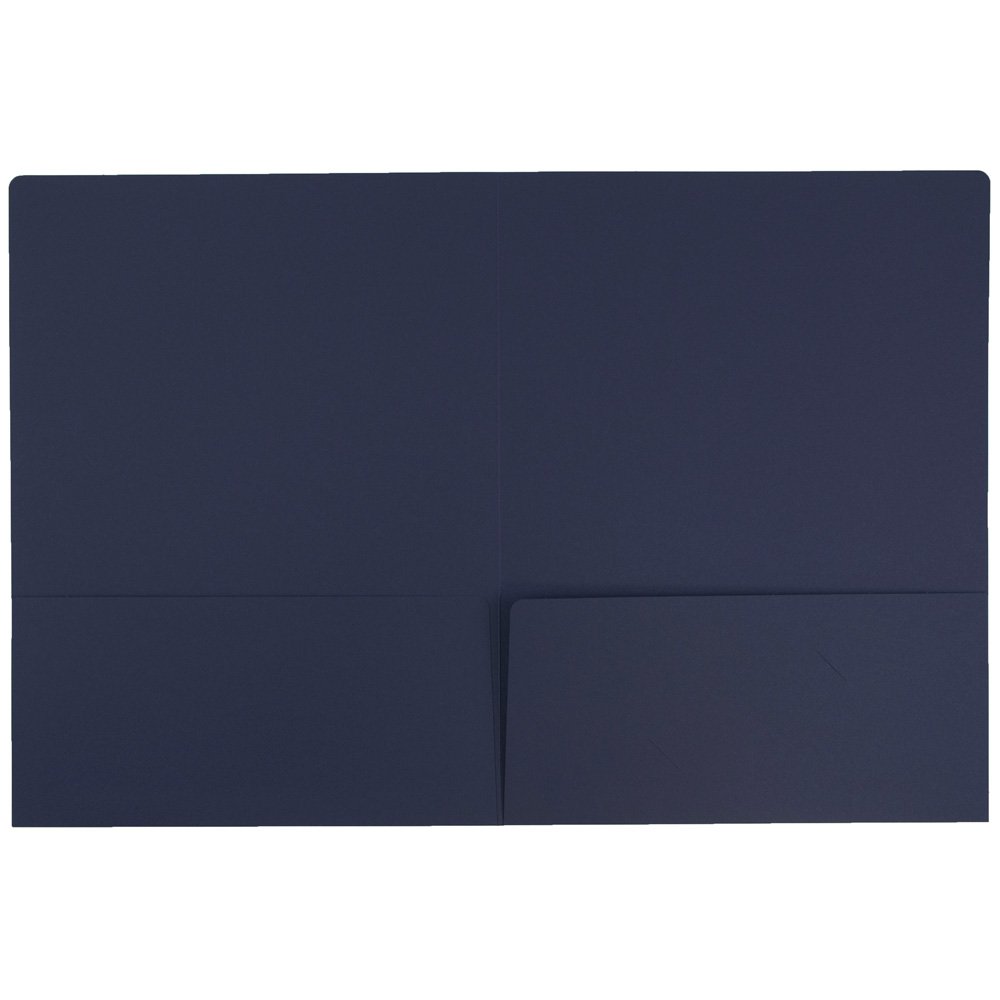 Premium Matte Cardstock Twin Pocket Folders - Navy Blue - 100 Pack Bulk - Ideal for School, Office & Business Organization