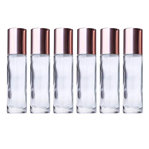 6-Pack 10ml Essential Oil Roller Bottles - Refillable Glass Roll-On Bottles with Stainless Steel Roller Balls for Aromatherapy, Perfume & Massage (Clear) | Portable & Leak-Proof Travel Size for DIY Blends & On-The-Go Use