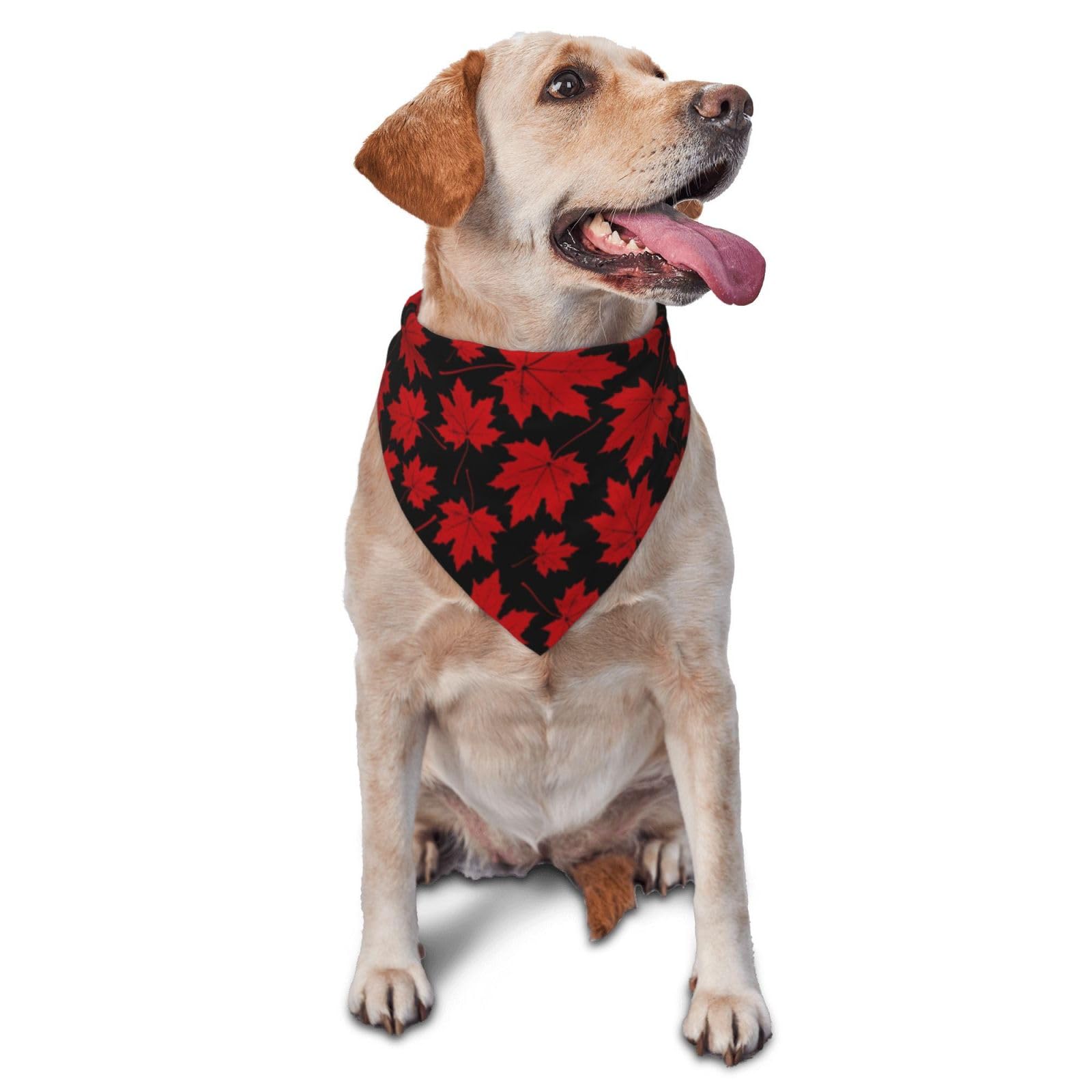 Autumn Red Maple Leaf Dog Bandana - Adjustable Pet Scarf for Medium & Large Dogs | Durable, Washable Fabric | Perfect for Fall Photos, Halloween Costumes & Seasonal Pet Accessories