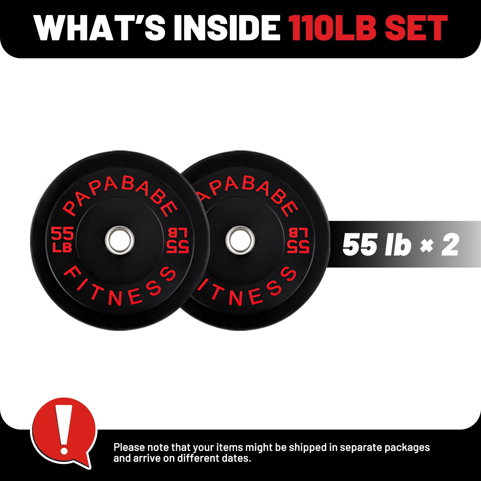 **Papababe Olympic Bumper Plates 10-410lb Set - 2 Inch Steel Hub Rubber Weight Plates for Strength Training, CrossFit & Powerlifting (IWF Standard, Single/Pair/Full Sets) - Perfect for Home Gyms & Commercial Fitness Centers**