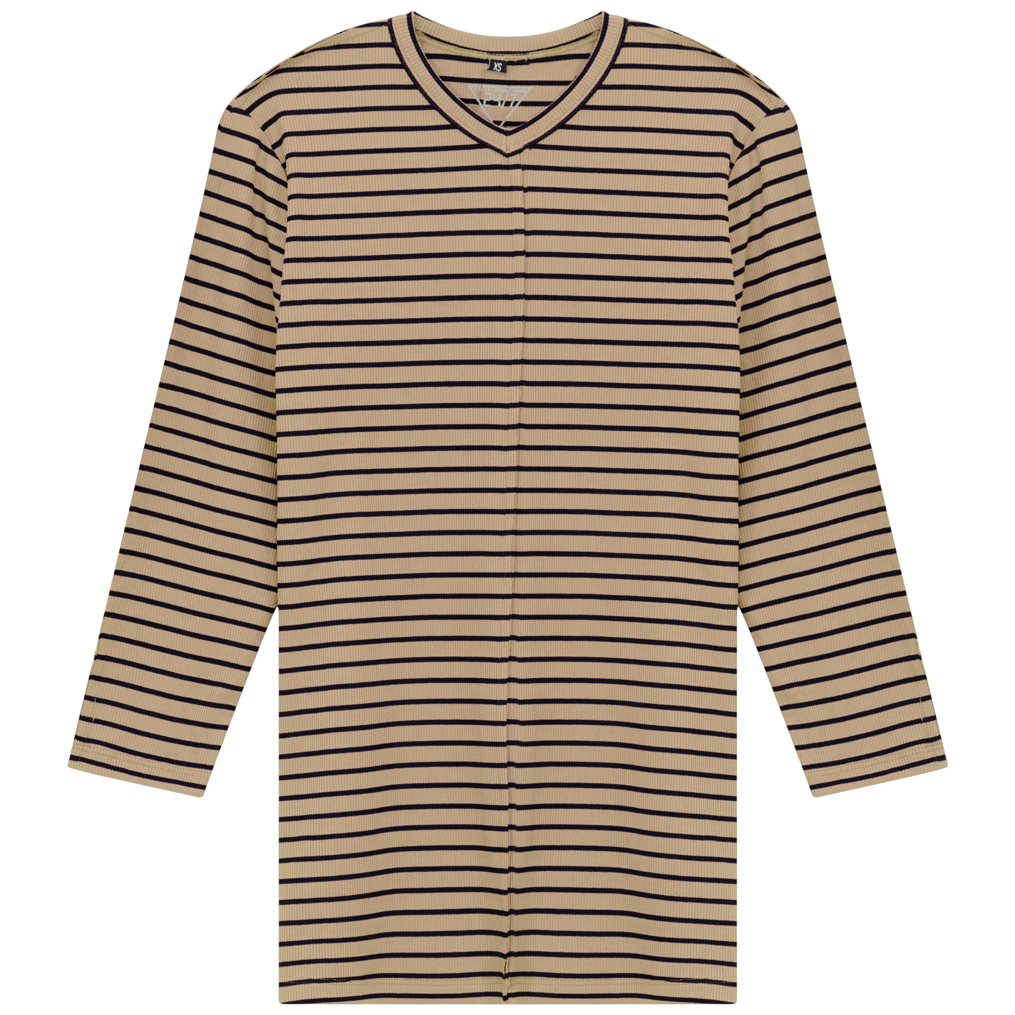 Stylish Striped Ribbed V-Neck T-Shirt for Women - Casual & Comfortable Everyday Wear - Perfect for Outfits, Layering, and Summer Fashion