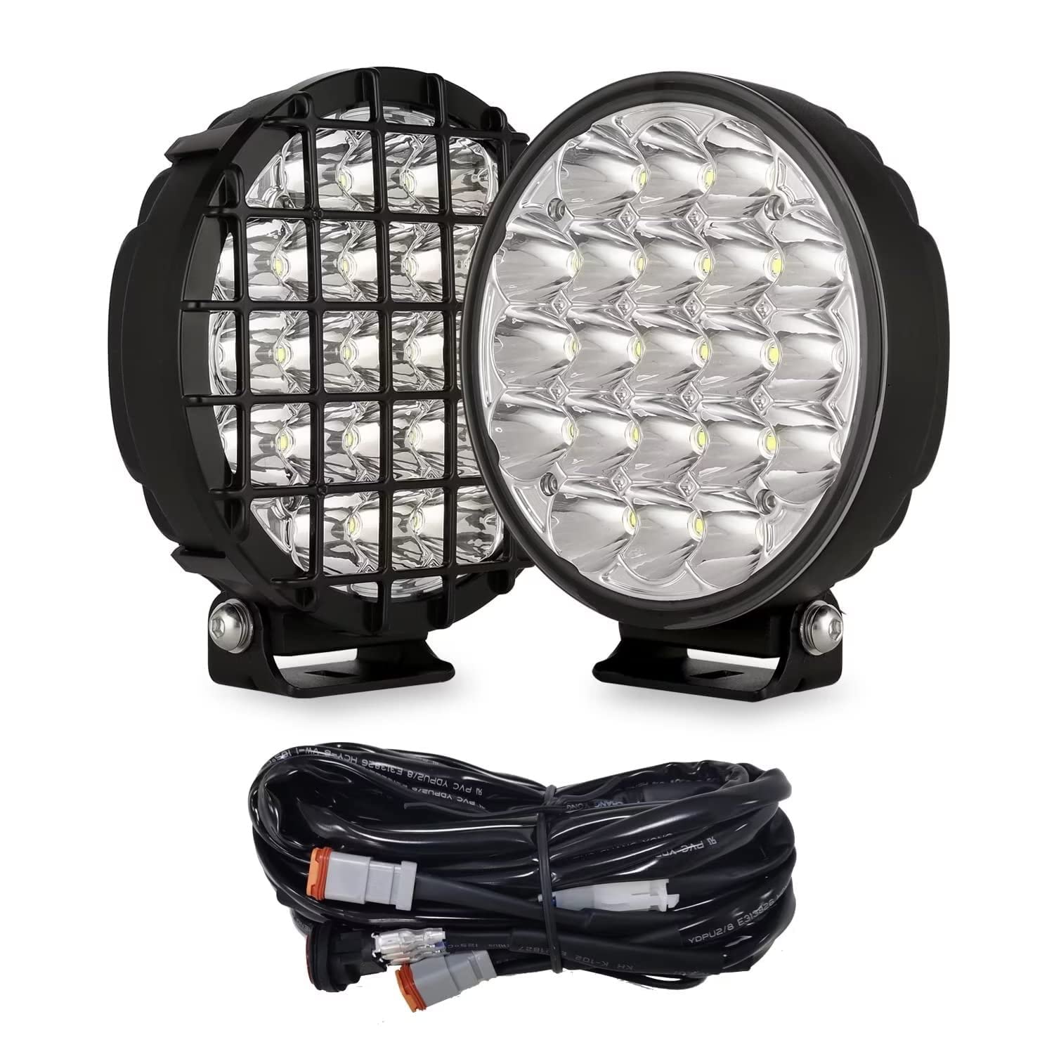 BIGLION.X 6-Inch Round LED Off-Road Lights - 2 Pack 210W 32000LM Super Bright Spot Driving Lights with Wiring Harness - IP68 Waterproof 12V/24V for Pickup Trucks, UTV, SUV - Perfect for Off-Roading, Camping & Night Adventures