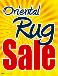 Plastic Window Sign - Oriental Rug Sale (Yellow Burst) - Perfect for Storefronts, Retail Displays & Promotional Events