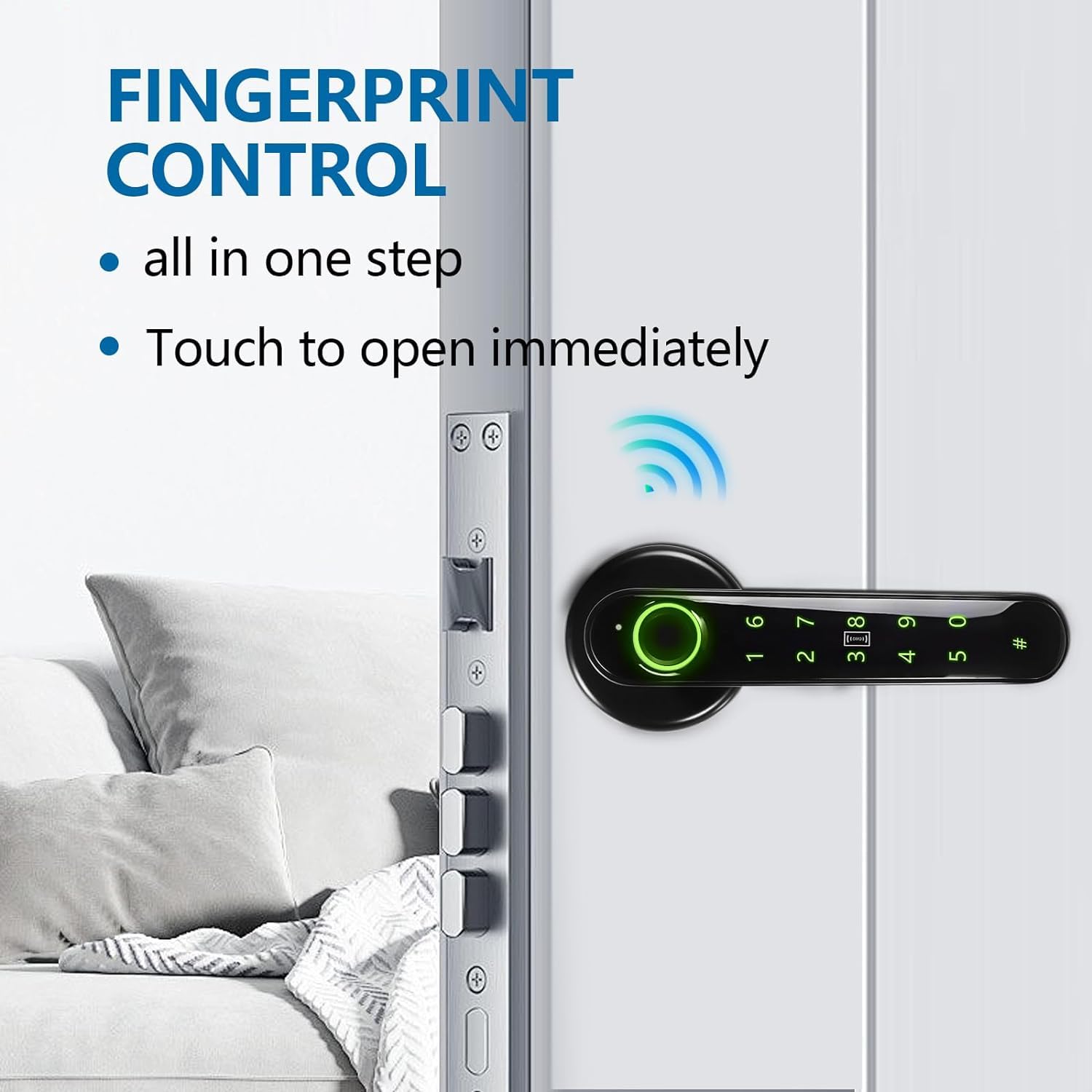 5-in-1 Smart Door Lock - Biometric Fingerprint, APP Control, IC Card & Keypad Entry - Secure Electronic Deadbolt for Home, Office & Hotel Use - Perfect for Smart Home & Vacation Rental Security