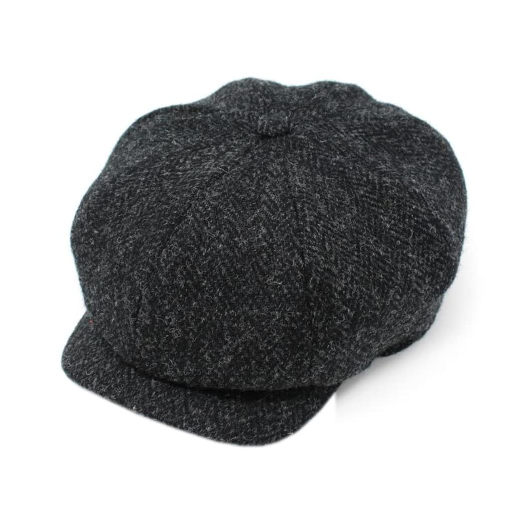 Irish Tweed Newsboy Cap for Men - Classic Gray Herringbone - Casual & Formal Wear