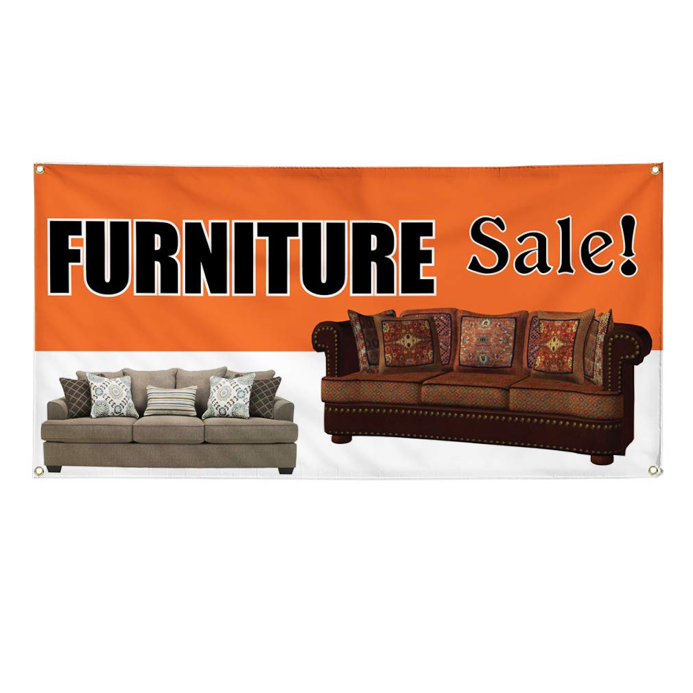 Custom Vinyl Banners for Furniture Sales - Weatherproof Outdoor Advertising Signs with 4 Grommets (24x48 Inches) - Perfect for Retail Stores, Yard Sales & Industrial Events