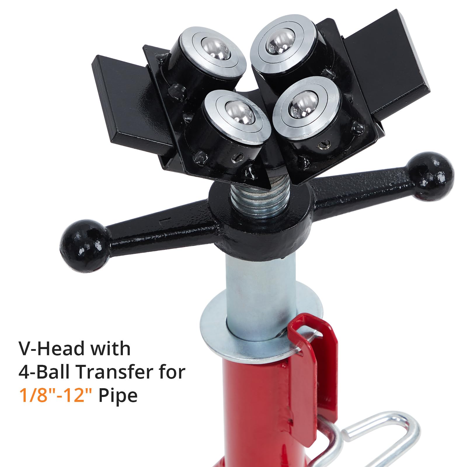 Heavy Duty PioneerWorks Pipe Jack Stand - Adjustable Height 28-52 Inches, 2500 lbs Capacity, V-Head Support for 1/8-12 Inch Pipes, Portable Folding Legs - Ideal for Automotive Repair, Construction, and Welding Projects
