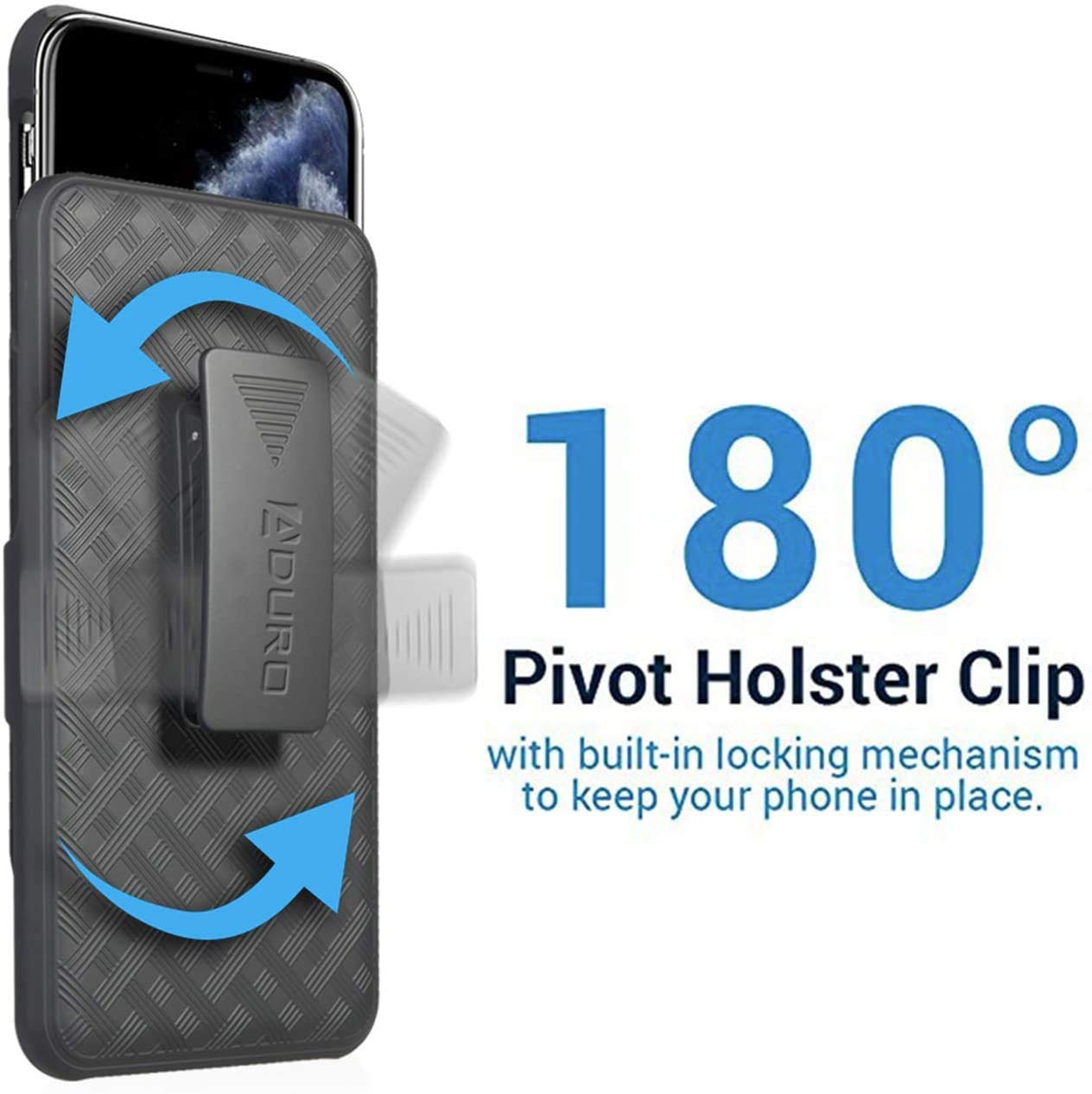 Aduro Slim Shell Combo Case & Swivel Belt Clip Holster for iPhone 11 Pro - Built-in Kickstand | Protective Cover for Apple iPhone 11 Pro | Perfect for Work, Travel & Outdoor Activities
