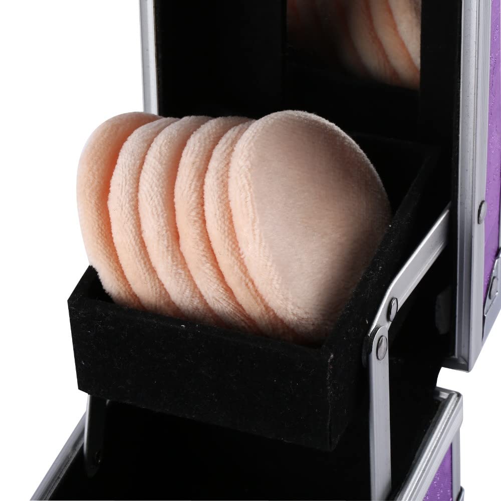 Nyamah Super Soft Pure Cotton Powder Puff - 2 Pack for Loose Powder, Dry Powder & Liquid Foundation | Makeup Blending & Touch-Ups